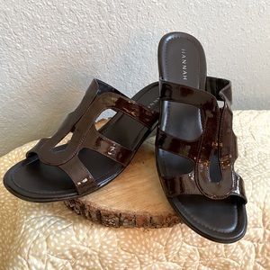 Hannah Brown Patent Leather Slides 11M